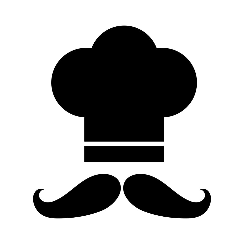 gorro de chef con icono de estilo de silueta de bigote 2576250 Vector en  Vecteezy