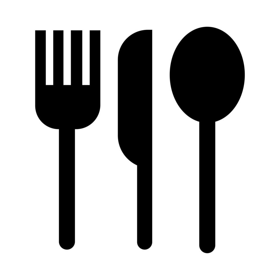 knife with fork and spoon cutleries line style vector