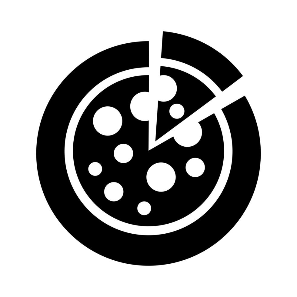 delicious pizza silhouette style icon vector