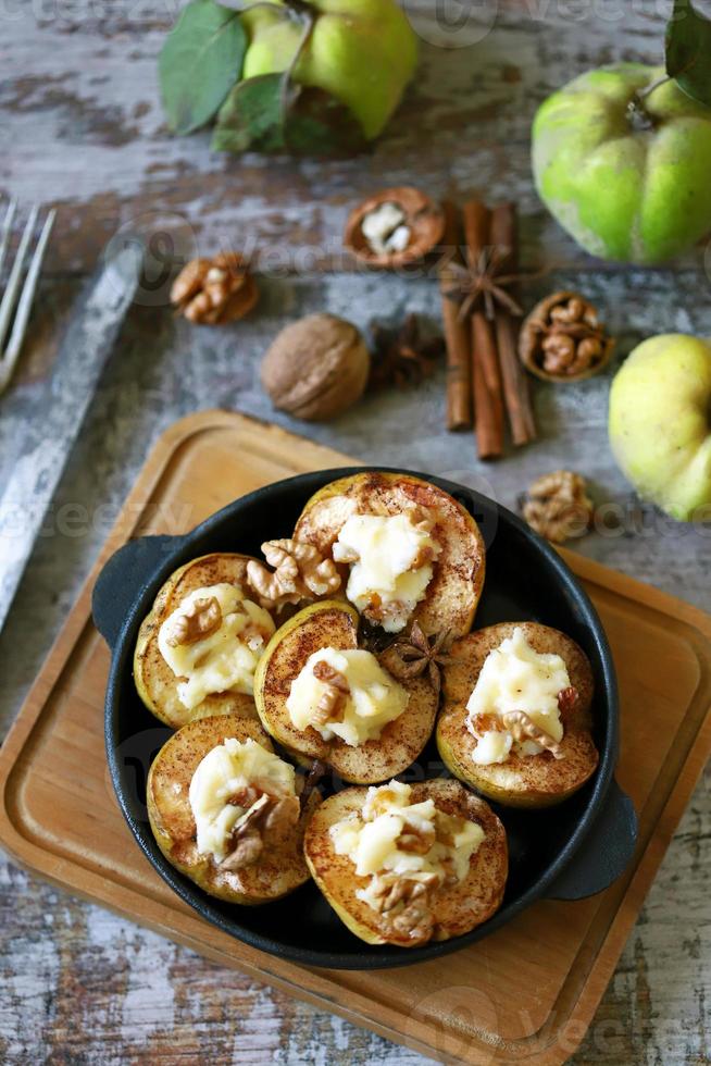 Quince baked with cottage cheese photo