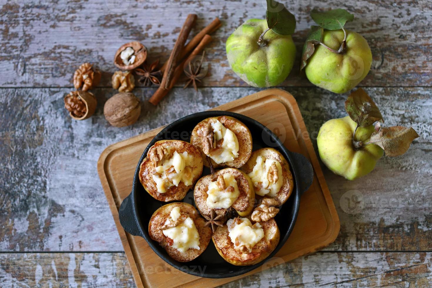 Quince baked with cottage cheese photo