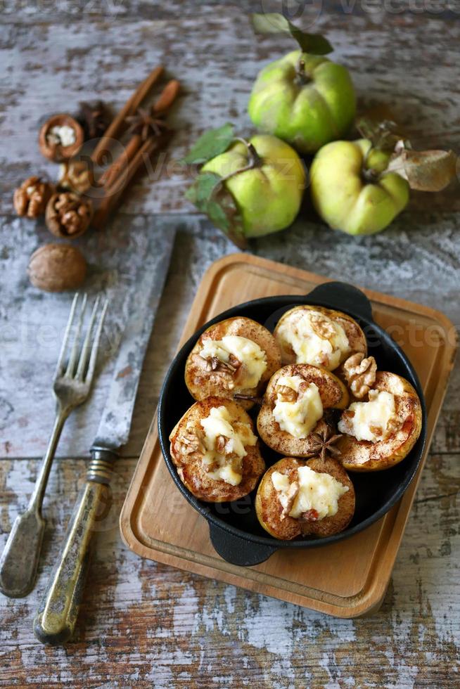 Quince baked with cottage cheese photo