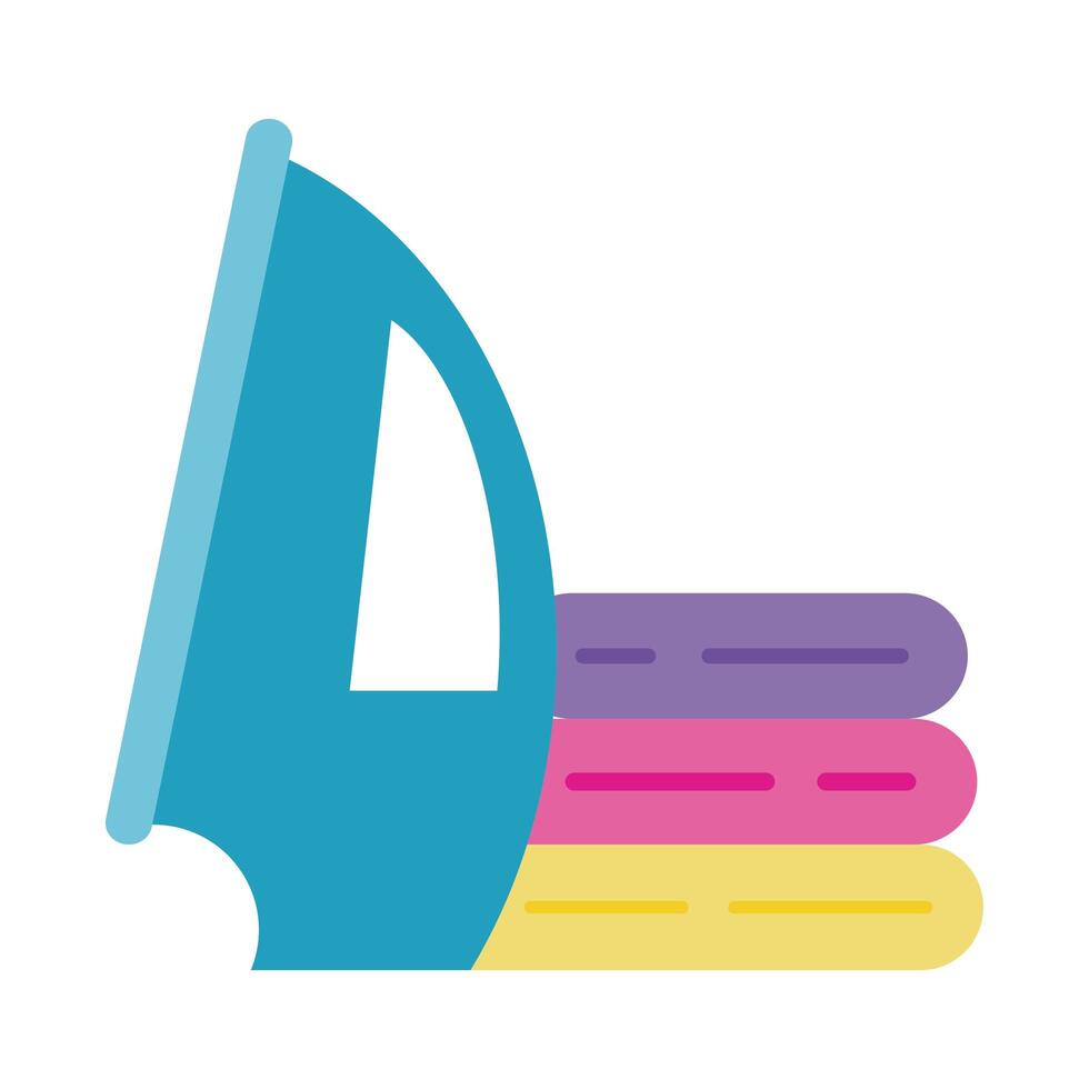 iron with clothes folded flat style icon vector