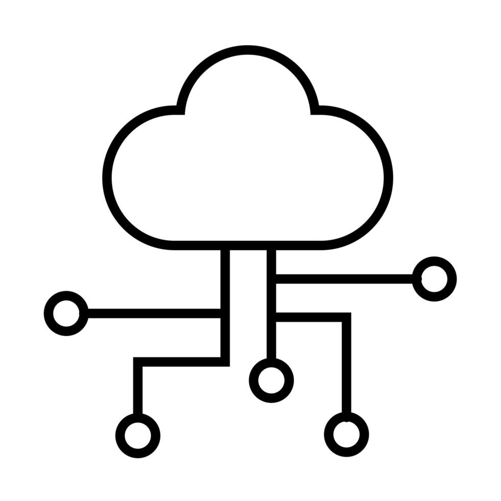cloud computing line style icon vector