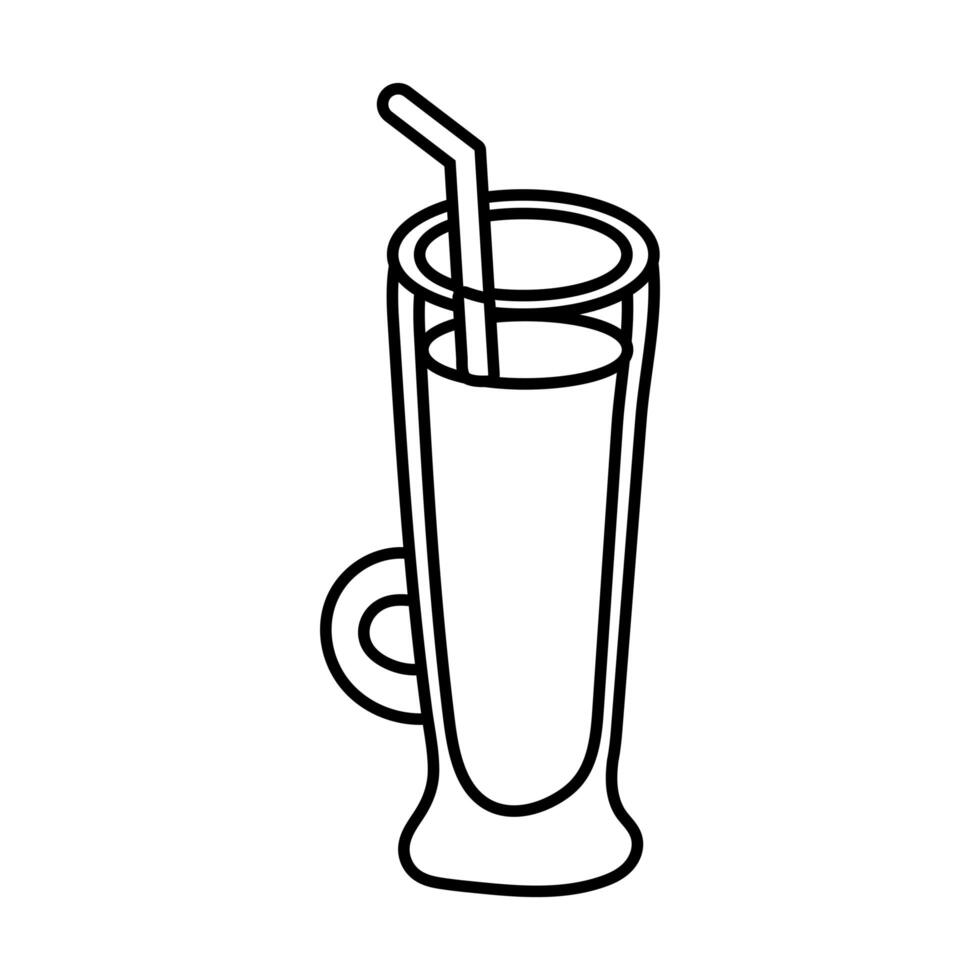 icono de estilo de línea de bebida de café helado en taza vector