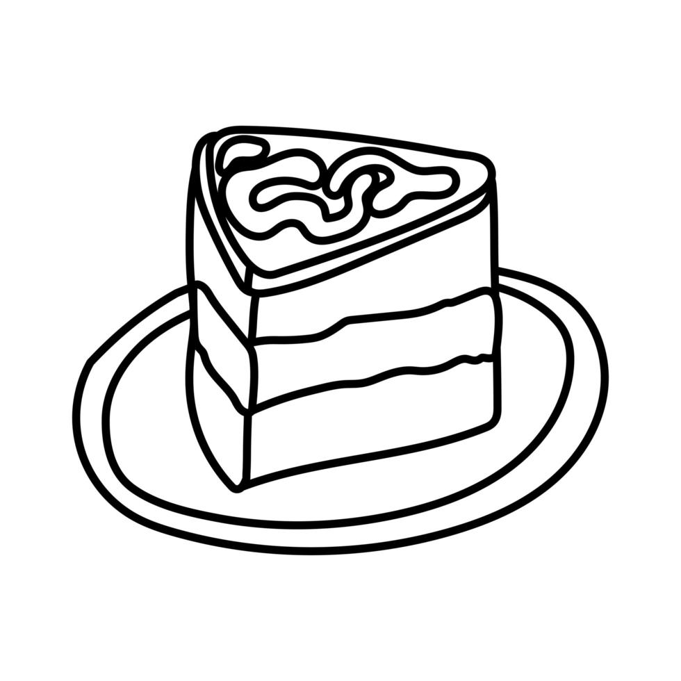 cake portion pastry line style icon vector