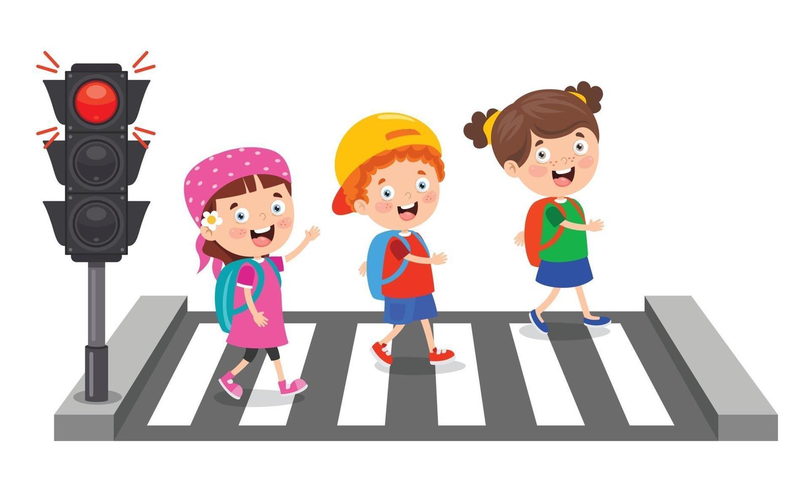 Traffic Concept With Cartoon Characters vector