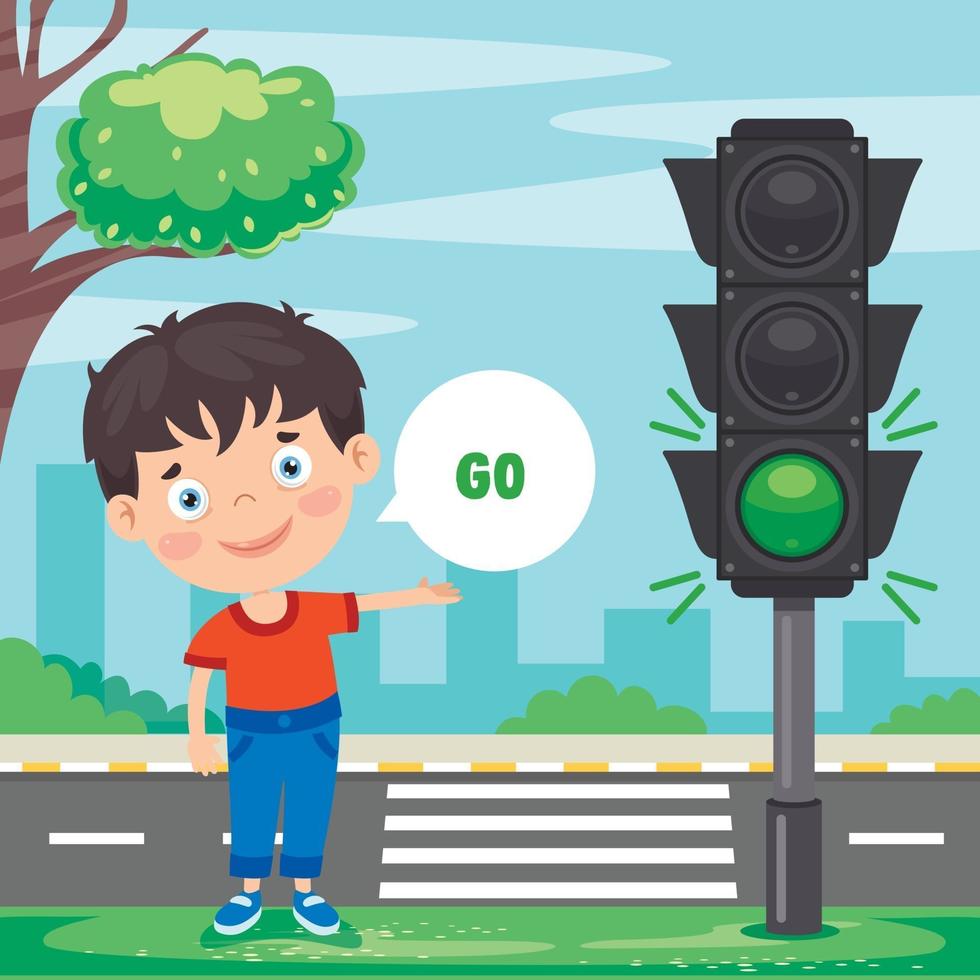 Traffic Concept With Cartoon Characters vector