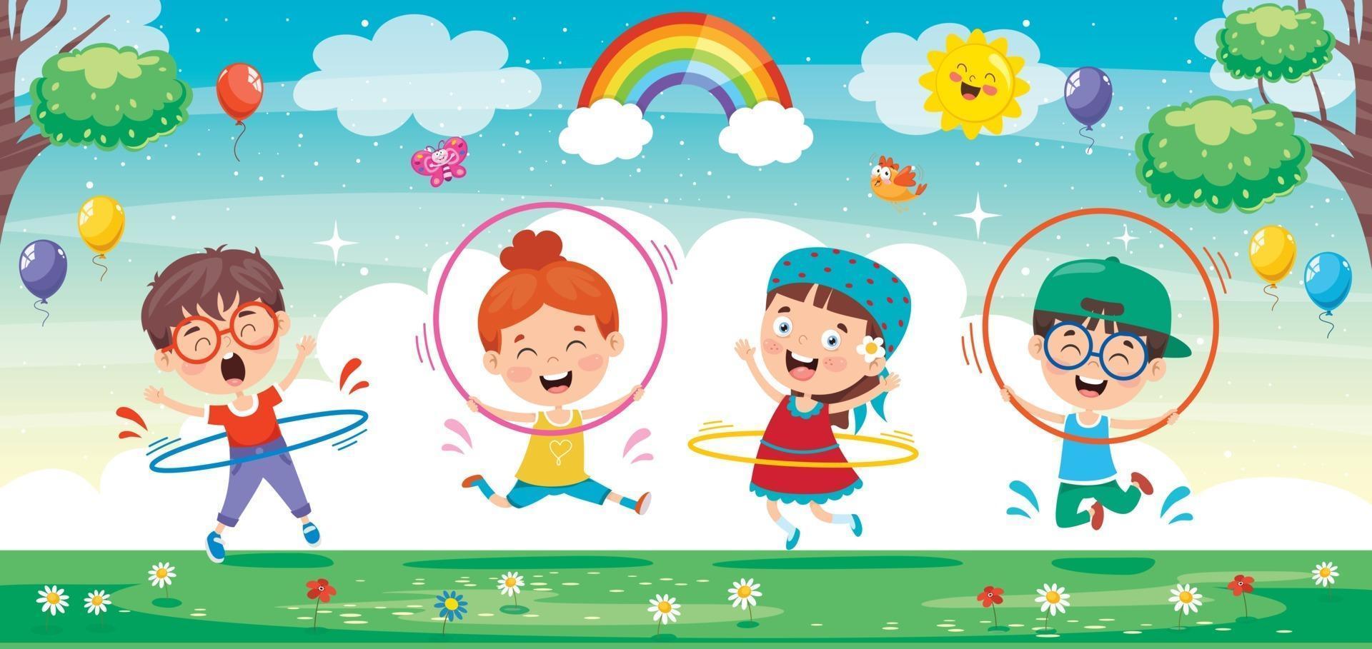 Happy Kid Doing Gymnastics Exercise vector