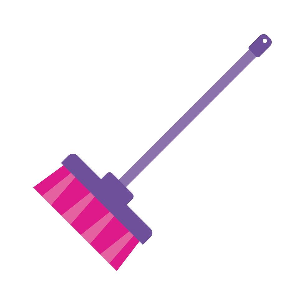 broom tool cleaning flat style vector