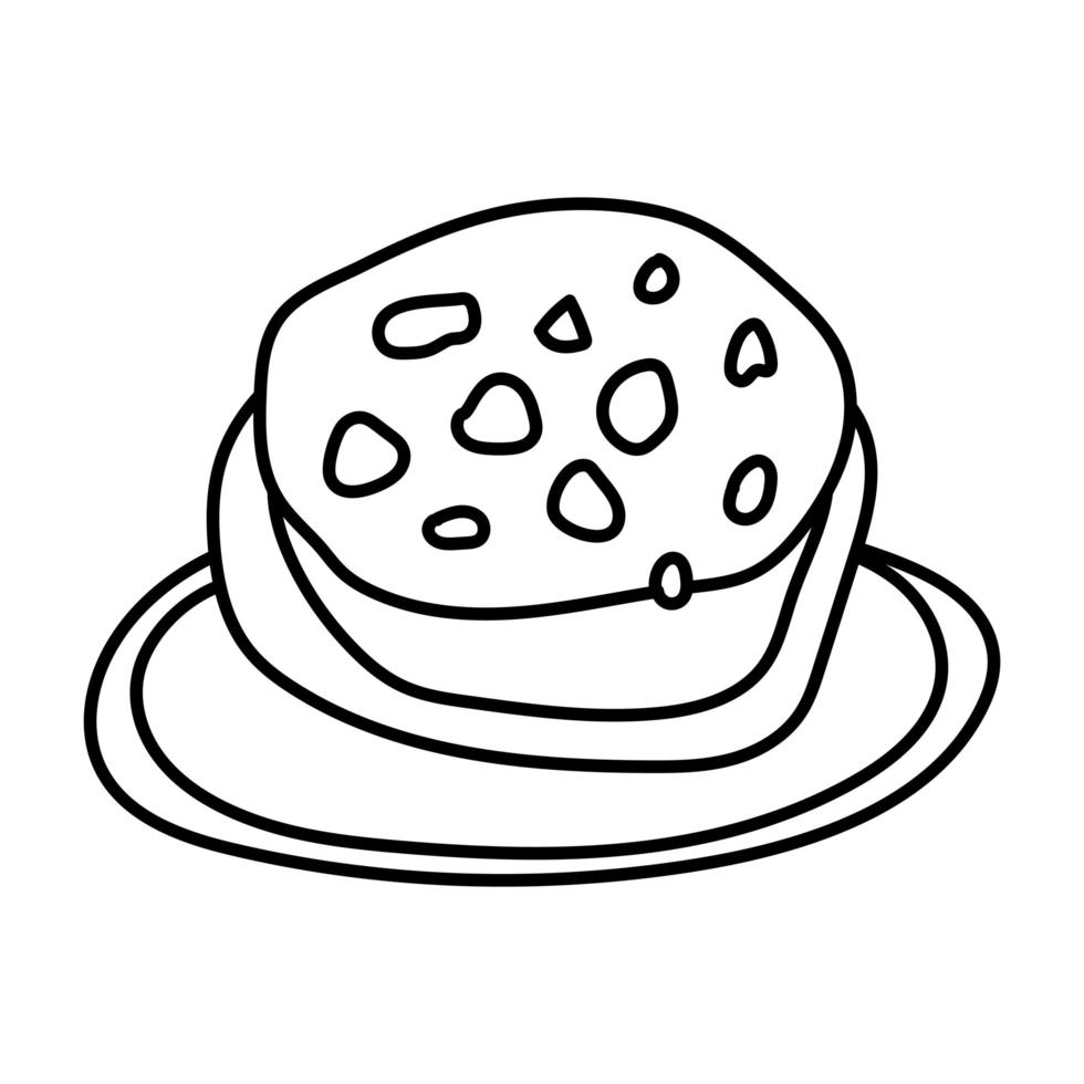 icono de estilo de línea de pastelería de galleta dulce vector