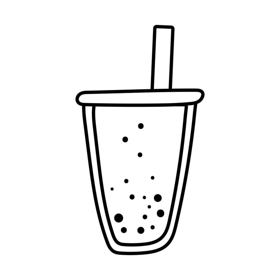 coffee drink in plastic container line style vector