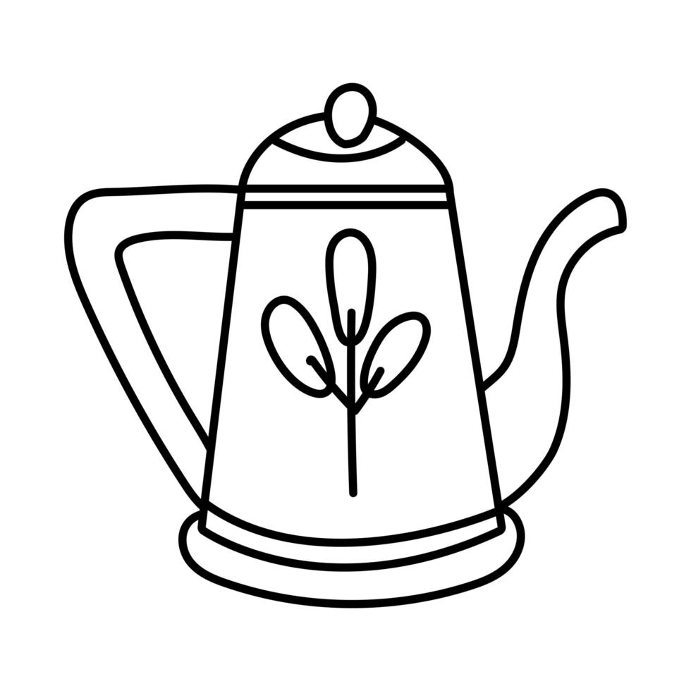 icono de estilo de línea de bebida de café en tetera vector