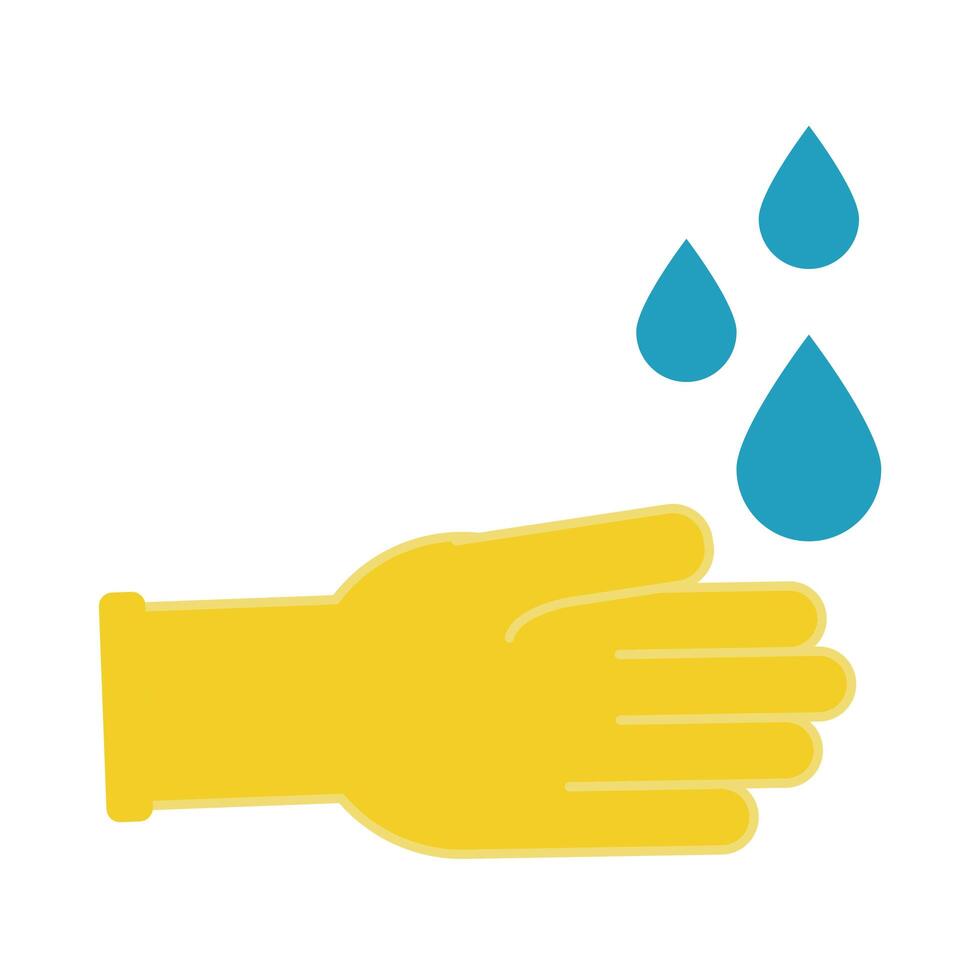 rubber gloves with drops flat style icon vector