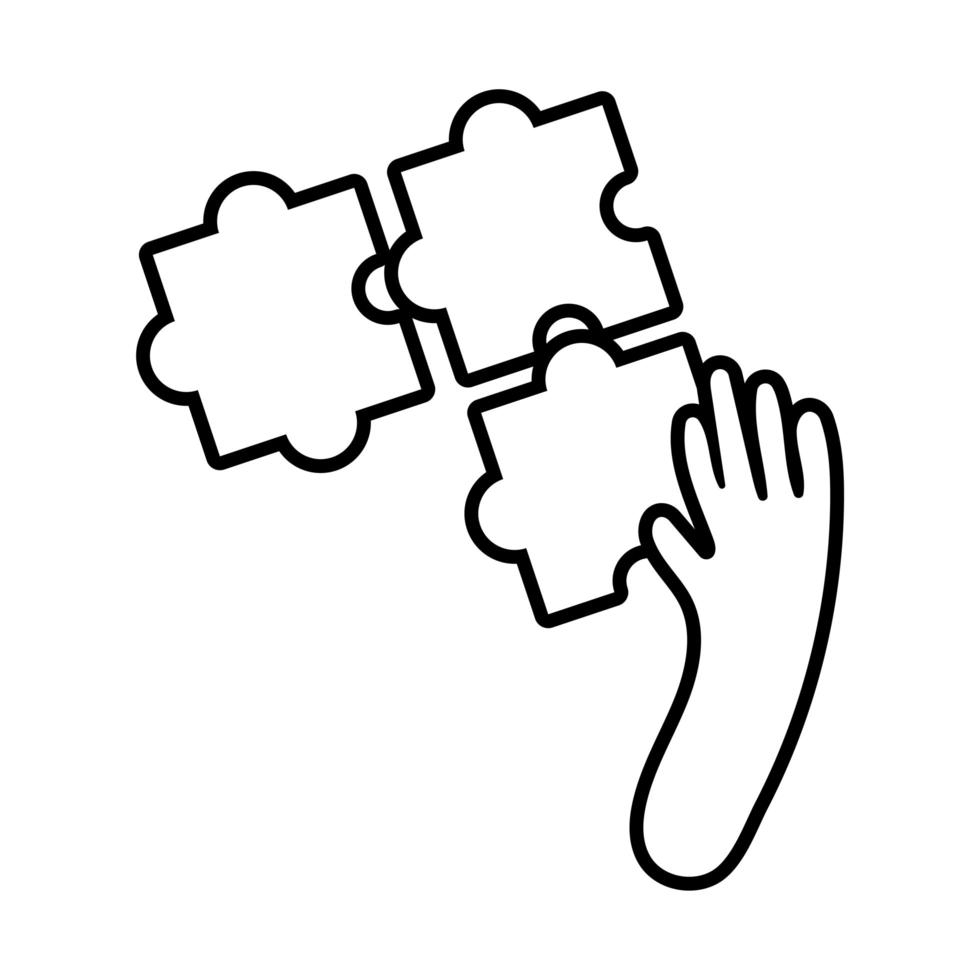 hand with puzzle line style vector