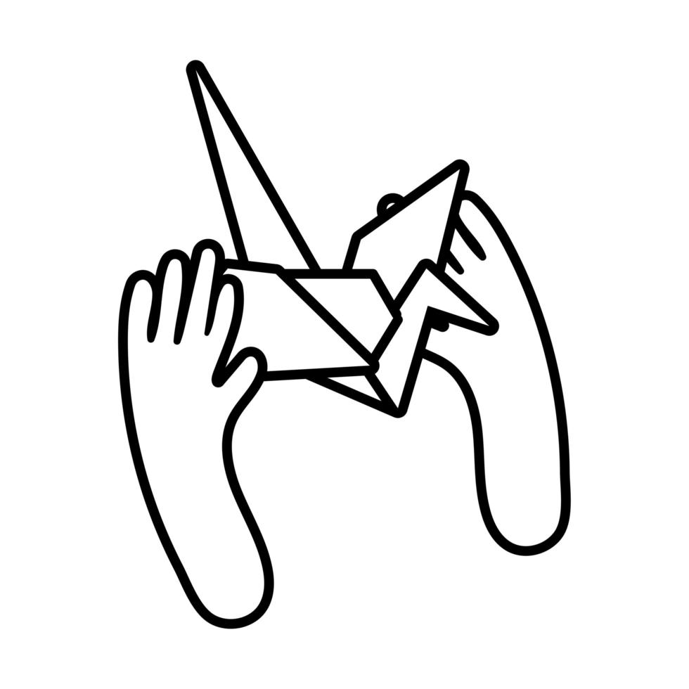 hands make origami line style vector