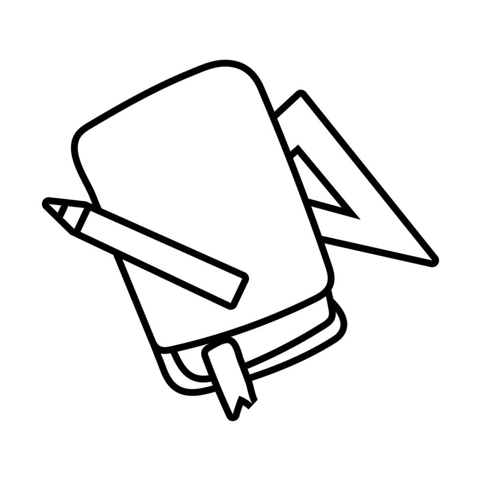 book with pencil and rule line style vector