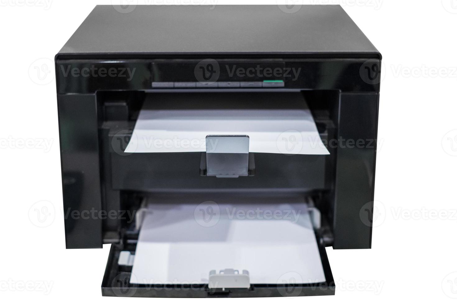 White paper in black laser printer toner photo