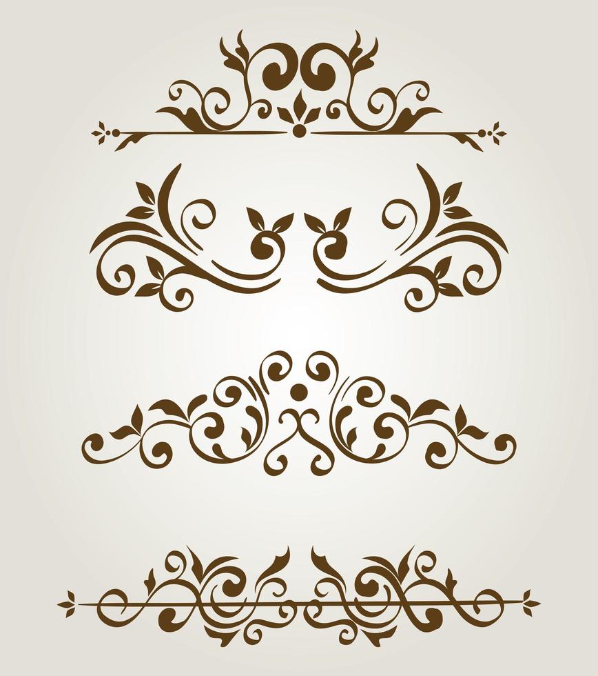 paquete de elegantes marcos de bordes ornamentales vector