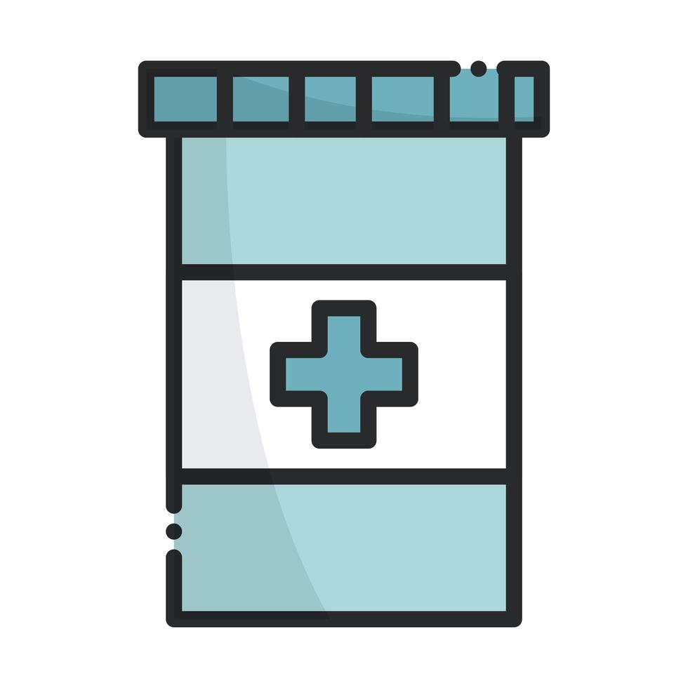 container medicine prescription health care equipment medical line and fill icon vector