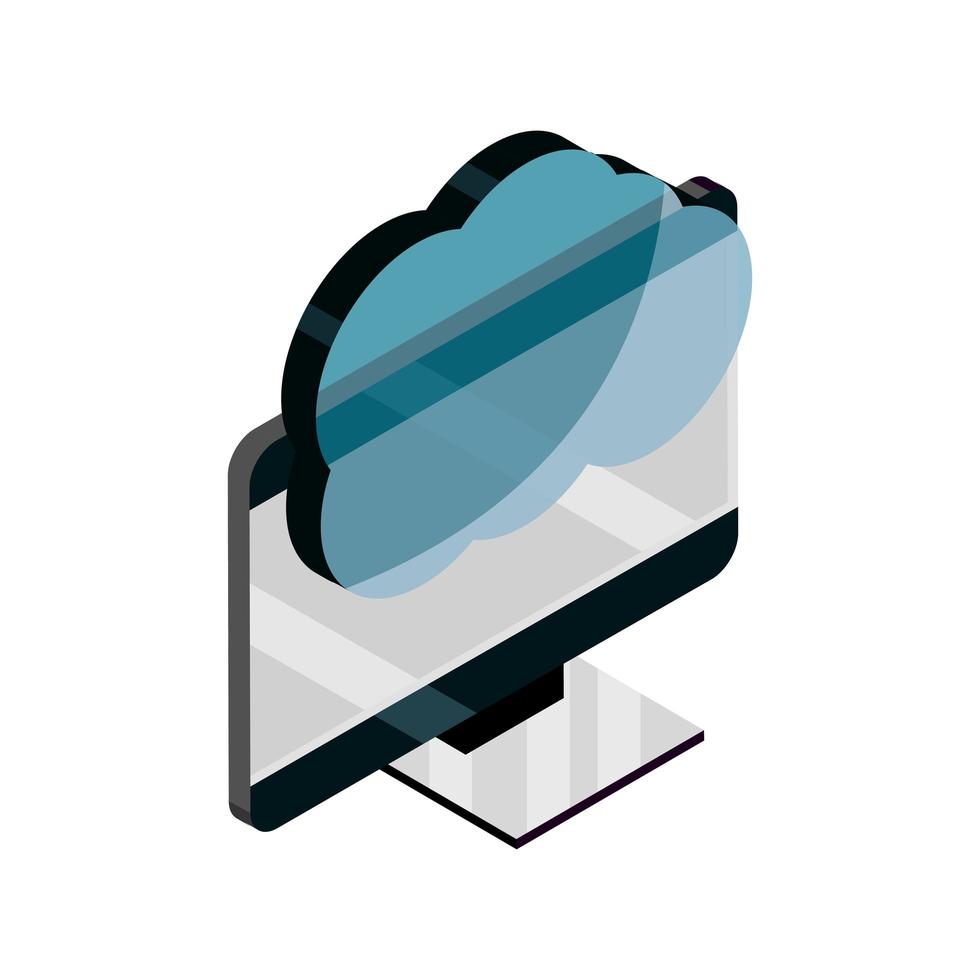 computer cloud computing storage data device gadget technology isometric isolated icon vector