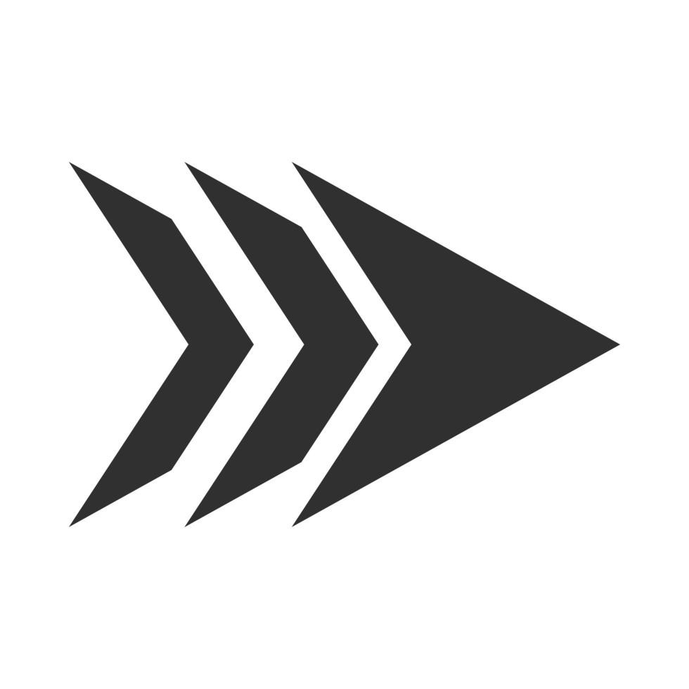 double right arrows direction forward button silhouette style icon vector
