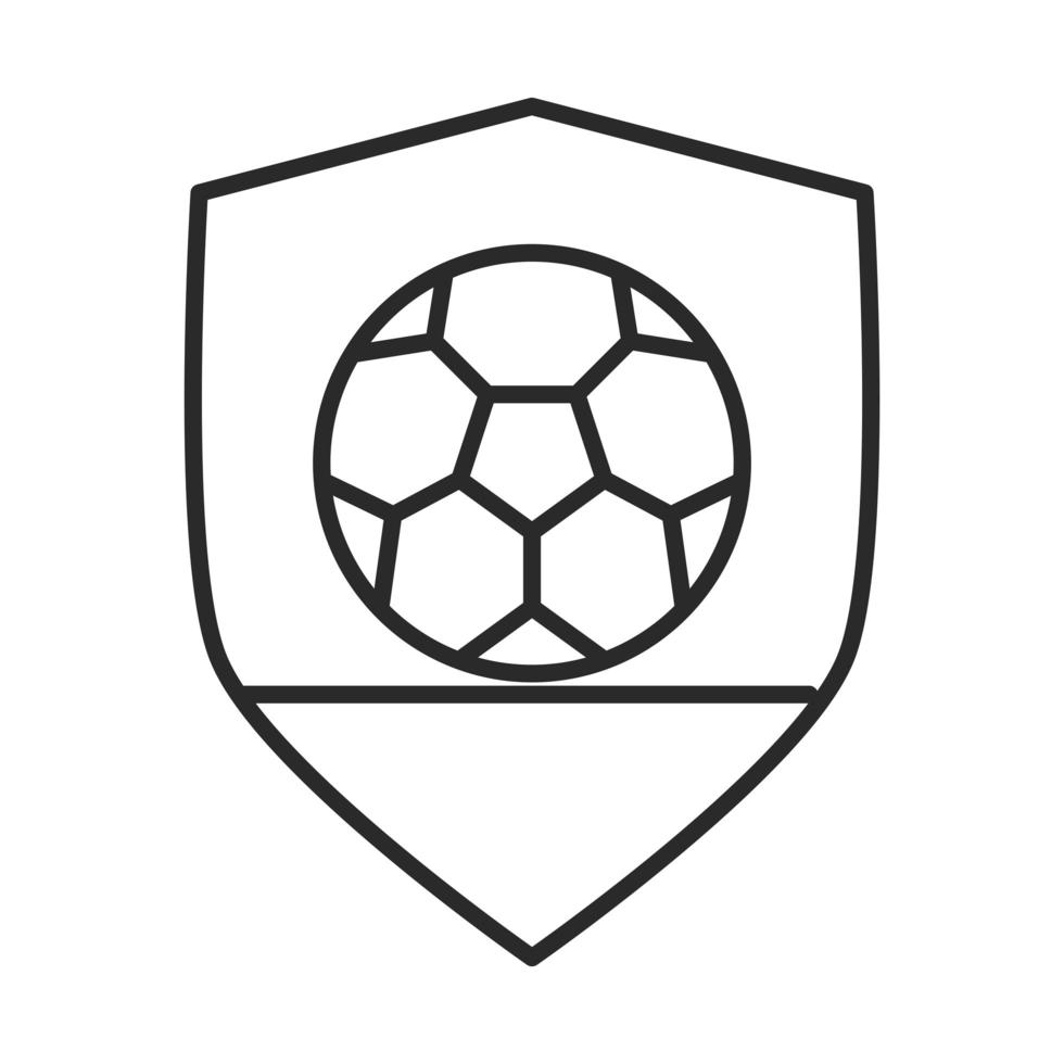 soccer game ball shield insignia club league recreational sports tournament line style icon vector