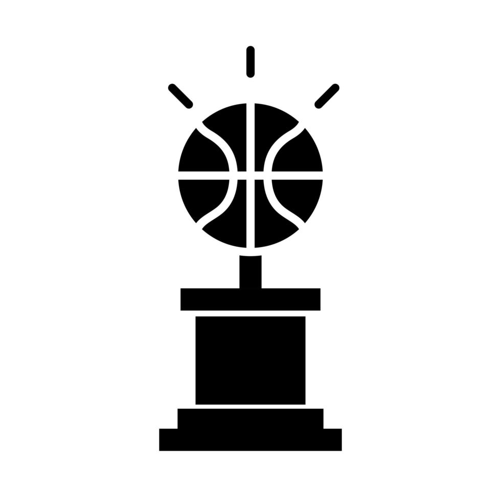 basketball game trophy with ball equipment recreation sport silhouette style icon vector