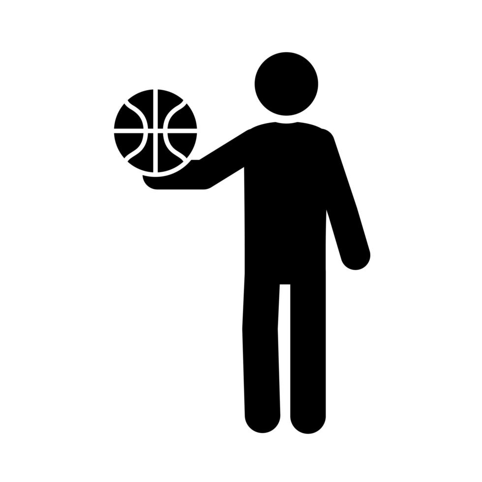 basketball game player with ball equipment recreation sport silhouette style icon vector