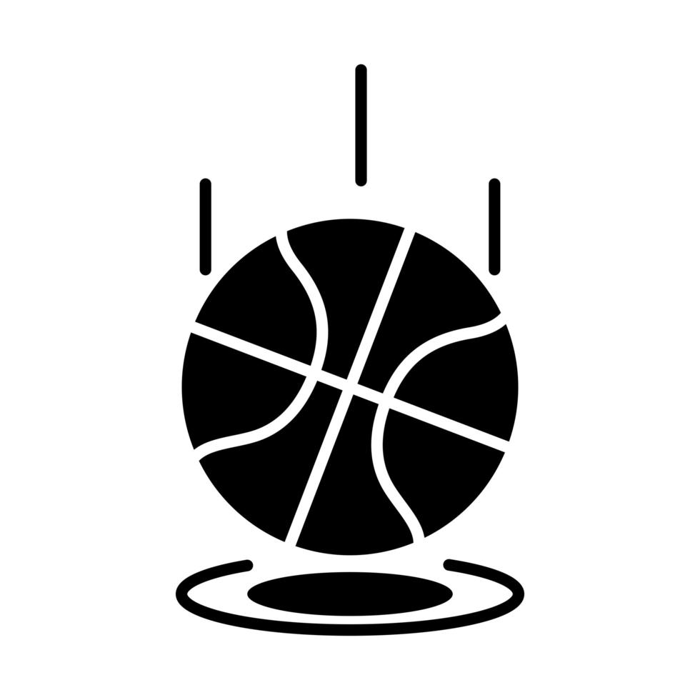 juego de baloncesto, pelota que rebota, recreación, deporte, silueta, estilo, icono vector