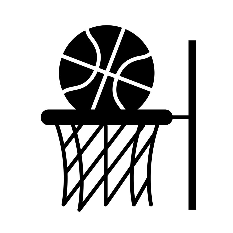 basketball game ball in hoop recreation sport silhouette style icon vector