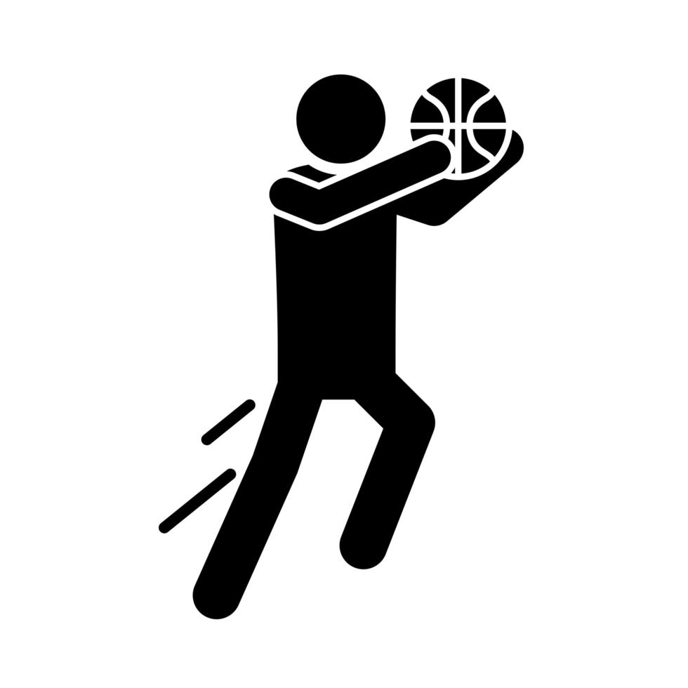basketball game sportsman training recreation sport silhouette style icon vector