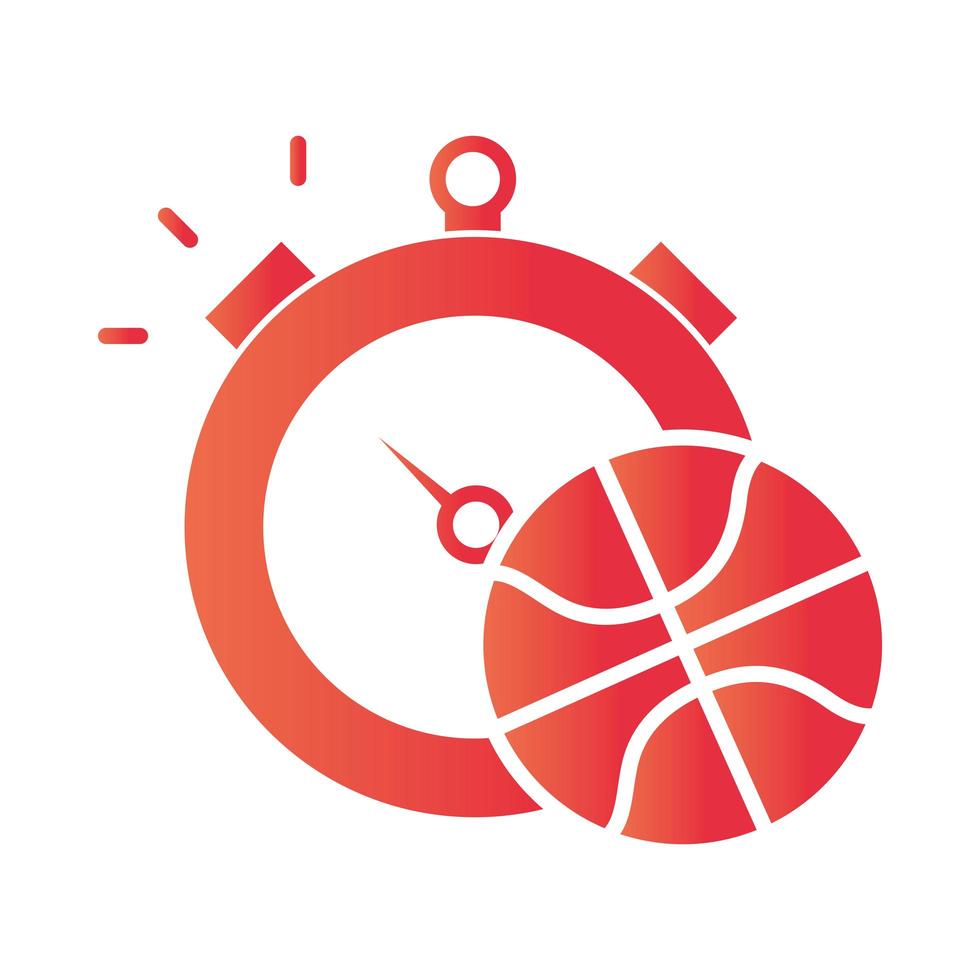 basketball game ball and chronometer recreation sport gradient style icon vector