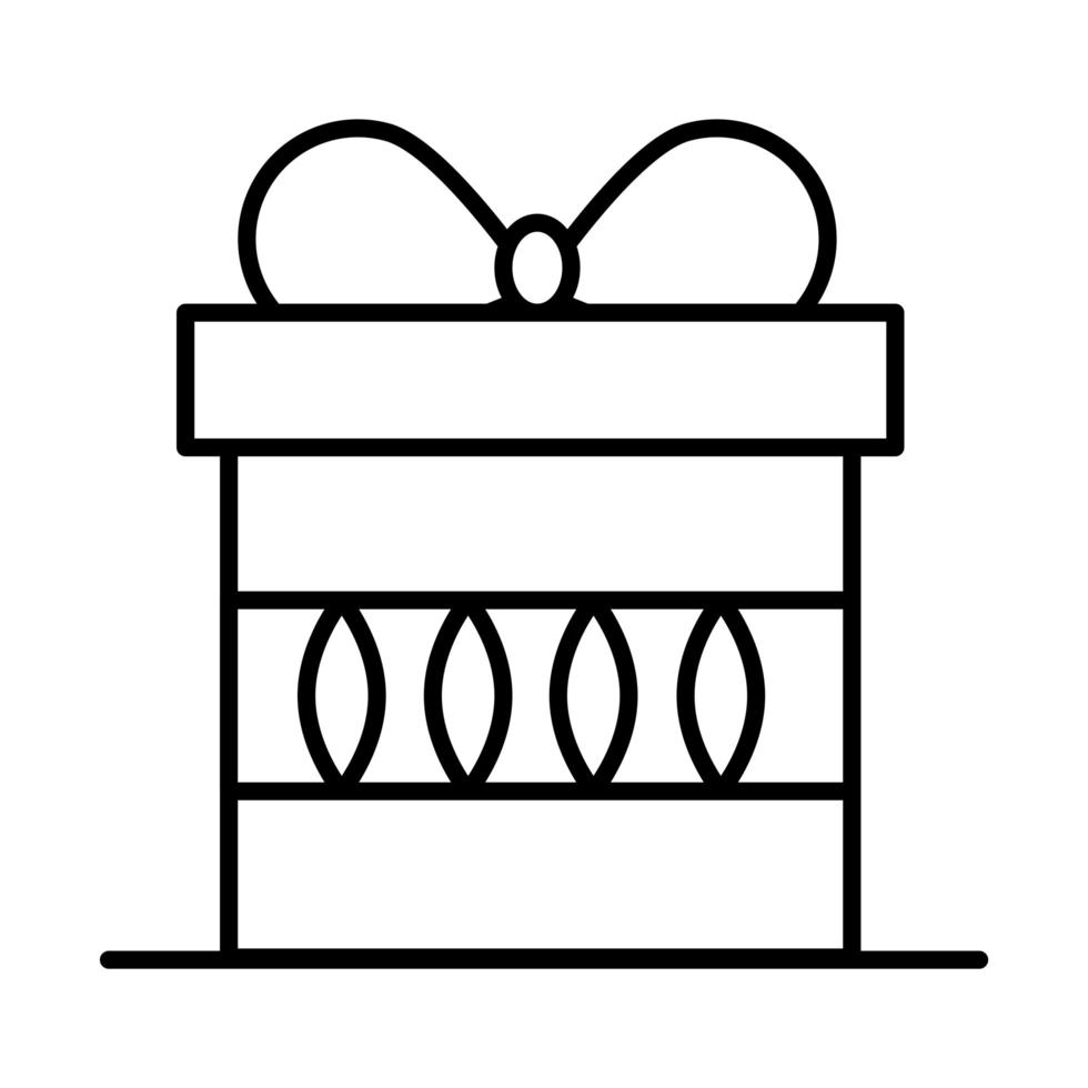 wrapped gift box celebration line style icon vector
