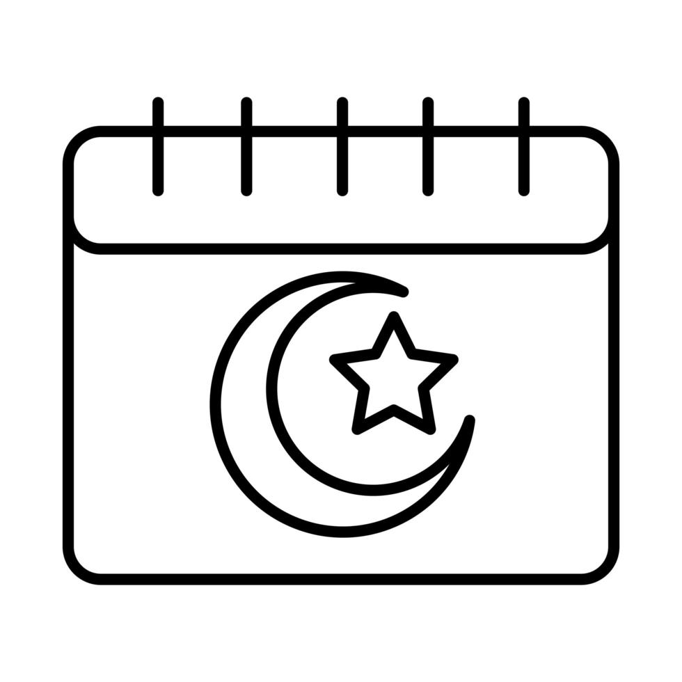 calendario musulmán eid mubarak icono de estilo de línea de celebración religiosa islámica vector