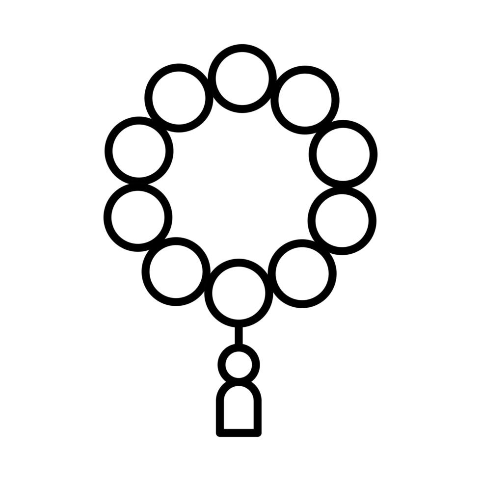 arabic rosary ramadan islamic celebration line style icon vector