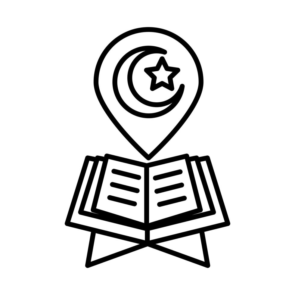 libro sagrado corán eid mubarak celebración religiosa islámica icono de estilo de línea vector