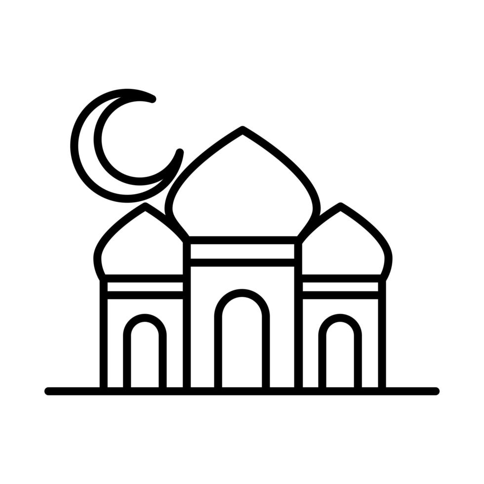 eid mubarak islamic religious mosque sacred line style icon vector