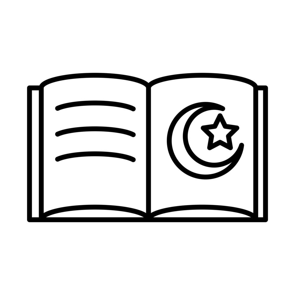 sacred book eid mubarak islamic religious celebration line style icon vector