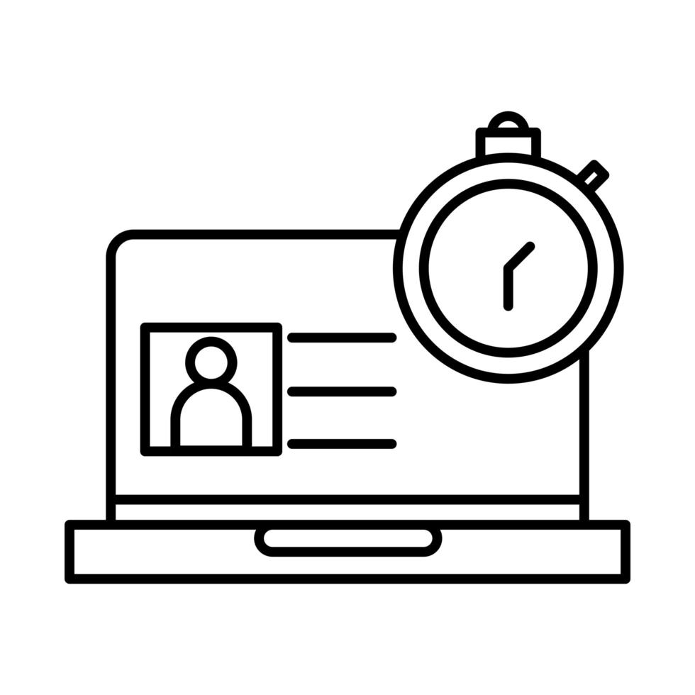 online education laptop lesson clock time website and mobile training courses line style icon vector