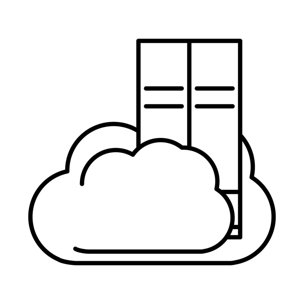 online education cloud computing storage knowledge website and mobile training courses line style icon vector