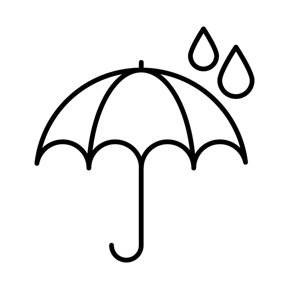 paraguas protección agua icono aislado estilo de línea icono vector
