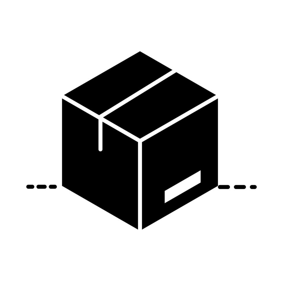 delivery packaging cardboard box cargo distribution logistic shipment of goods silhouette style icon vector