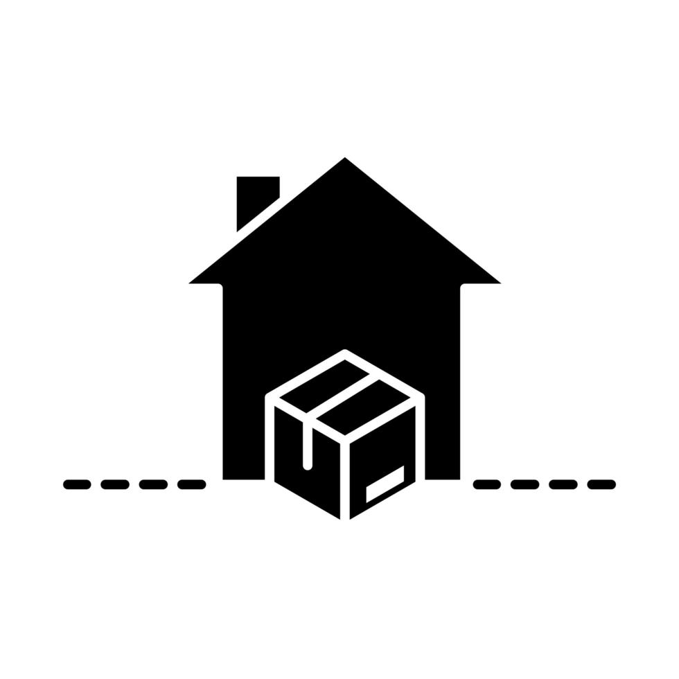delivery packaging house cardboard box cargo distribution logistic shipment of goods silhouette style icon vector