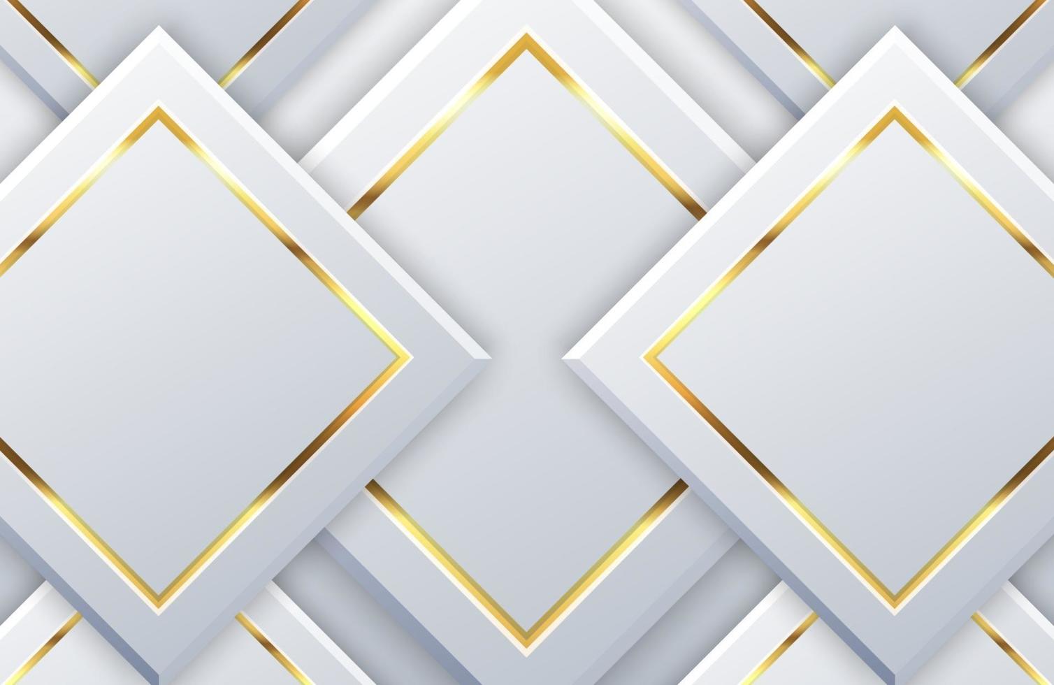 Modern white background with shiny gold geometric element. Elegant geometric design with golden line vector
