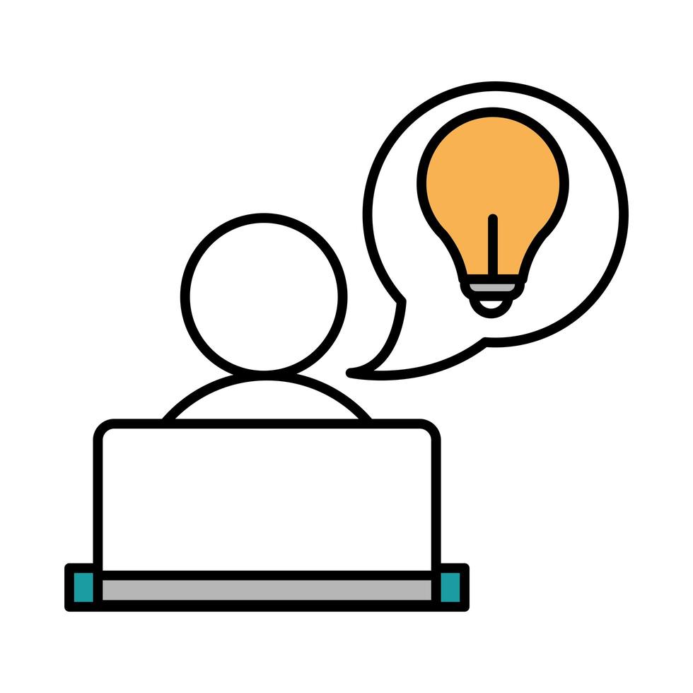 online education student using laptop creativity activity website and mobile training courses line and fill icon vector