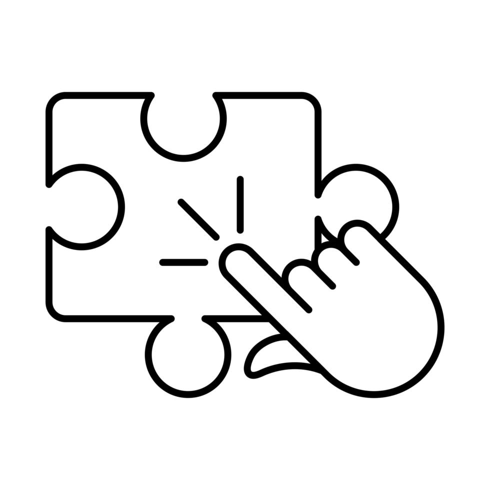 online education puzzle click hand website and mobile training courses line style icon vector