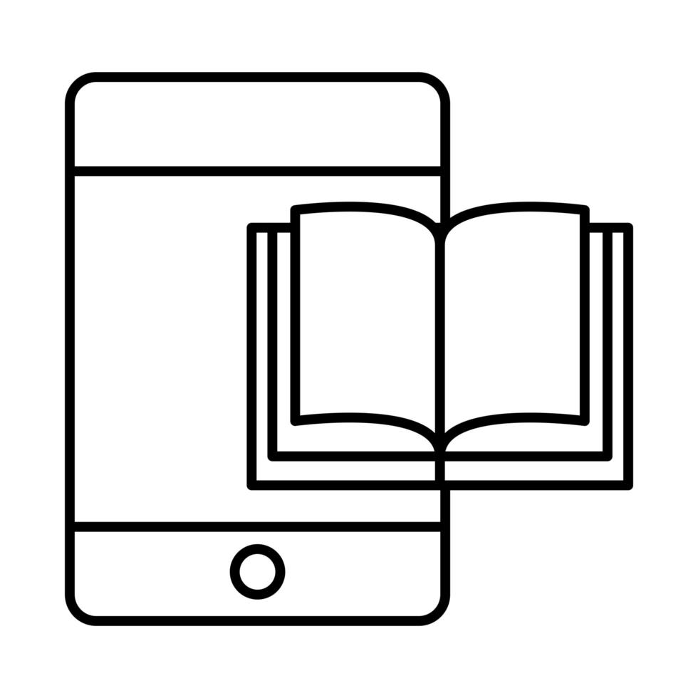 online education smartphone book class website and mobile training courses line style icon vector