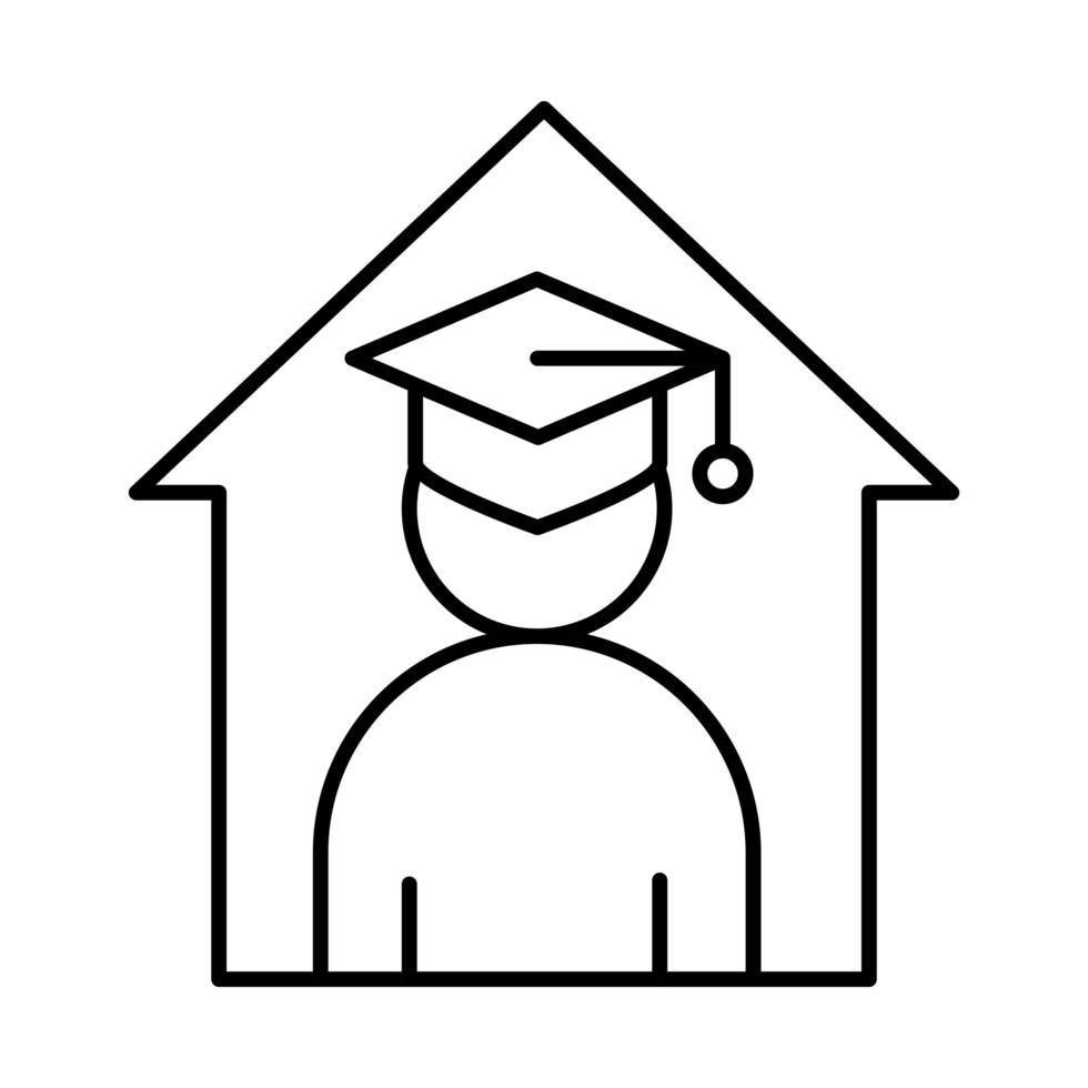 online education stay at home graduation virtual website and mobile training courses line style icon vector