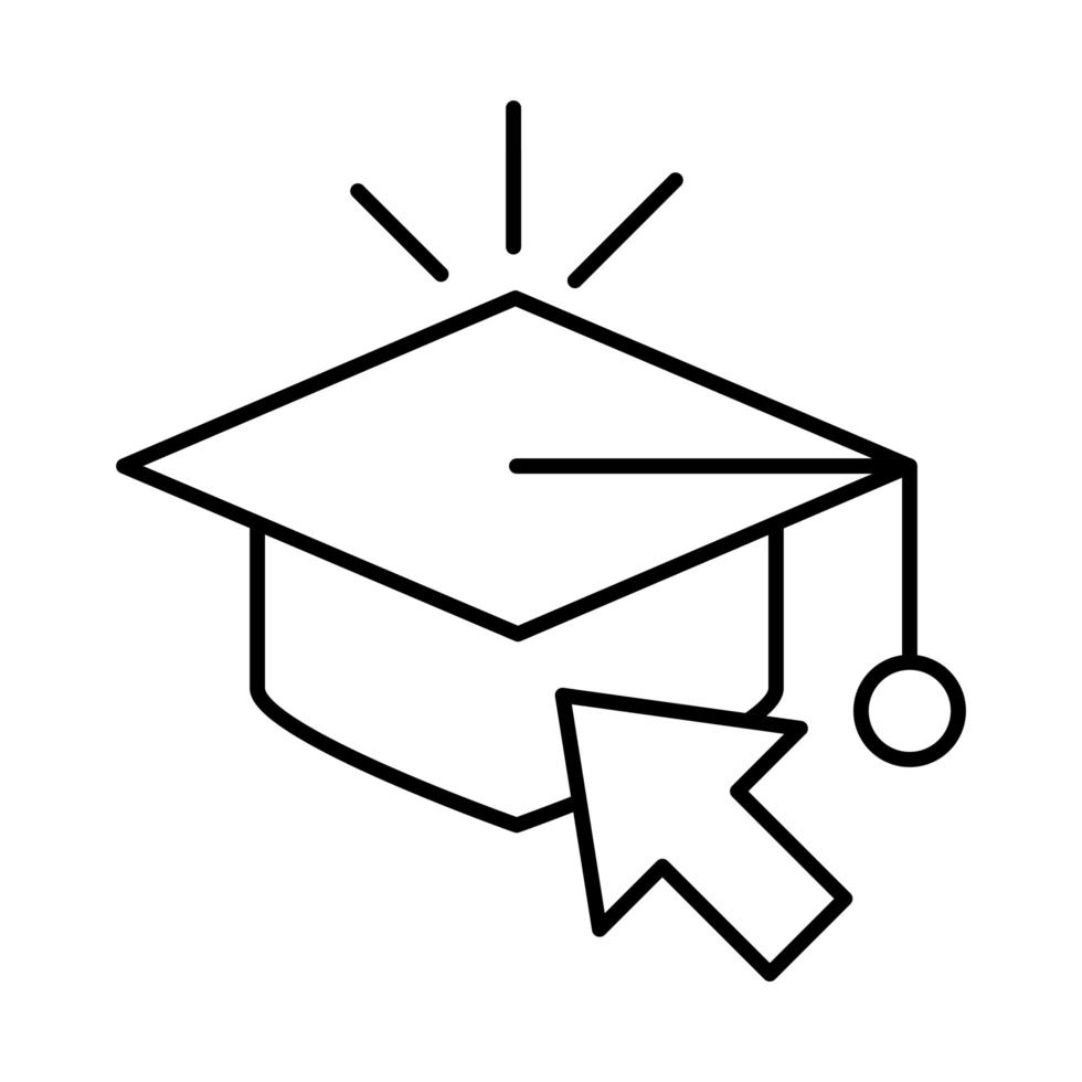 online education graduation success click virtual website and mobile training courses line style icon vector